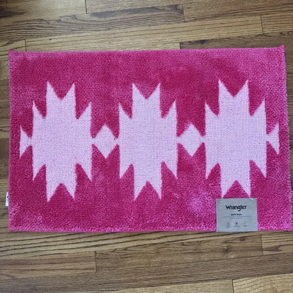 Wrangler Bath Mat Aztec Pink 20x32 NEW NONSLIP